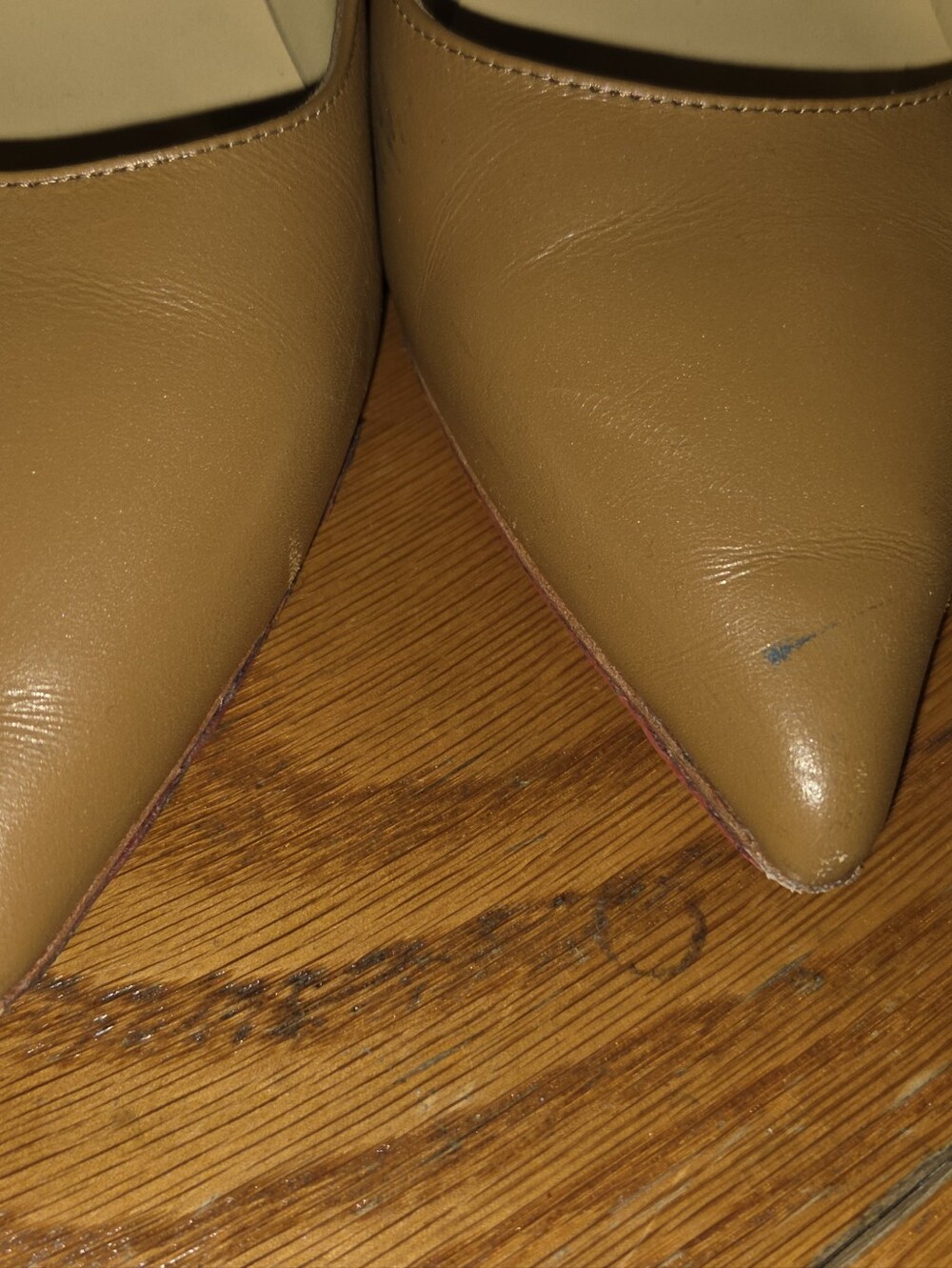 Christian Louboutin Olive-Tan Pointed Leather Pumps 65mm - Picture 5 of 6